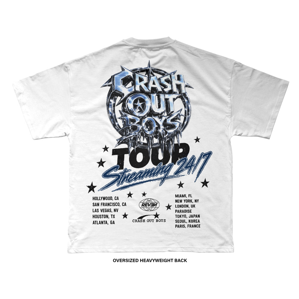 Crash Out Boys 'HEAVY METAL TOUR' T-Shirt (White) REVEN BRAND™