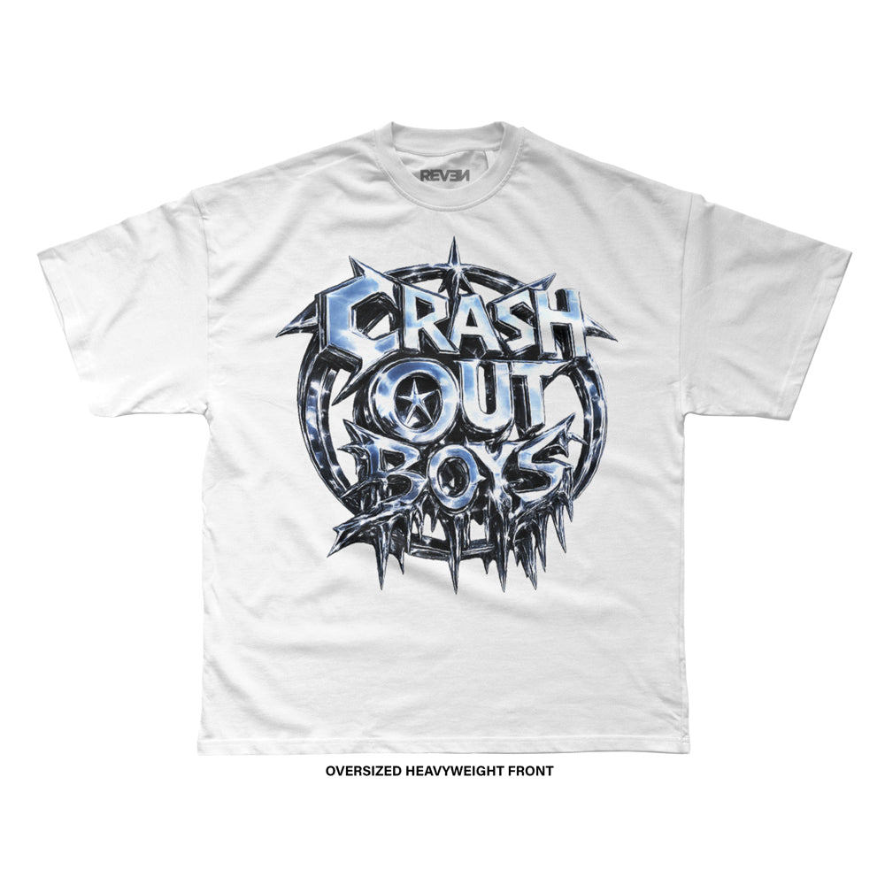 Crash Out Boys 'HEAVY METAL TOUR' T-Shirt (White) REVEN BRAND™