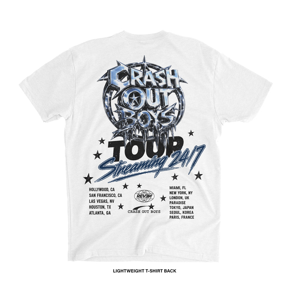 Crash Out Boys 'HEAVY METAL TOUR' T-Shirt (White) REVEN BRAND™