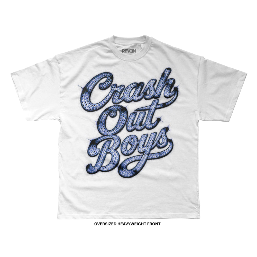 Crash Out Boys 'DENIM BLING' T-Shirt (White) REVEN BRAND™