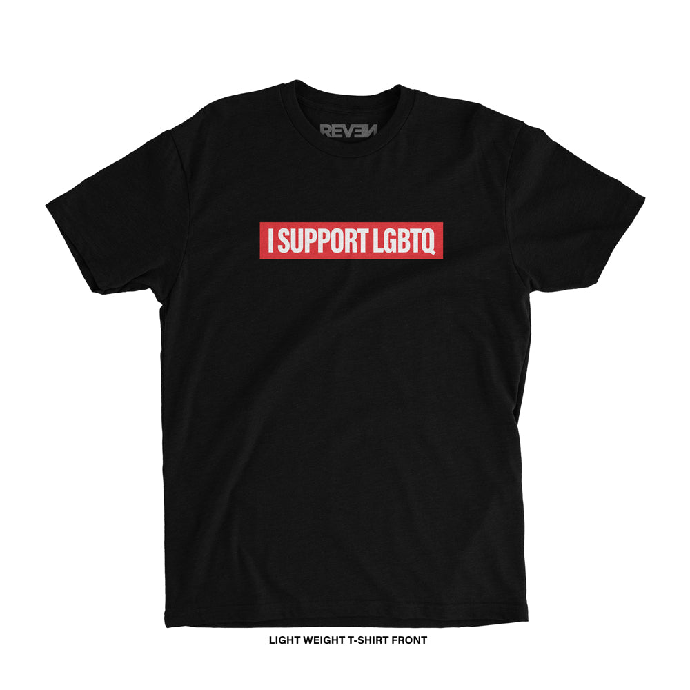 I Support LGBTQ Big Text T-Shirt (Black)