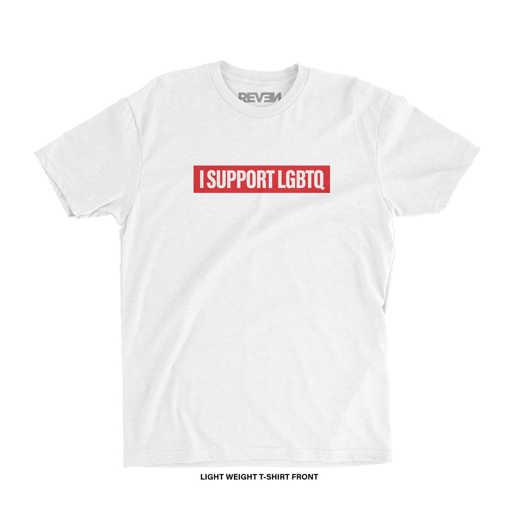 I Support LGBTQ Big Text T-Shirt (White)