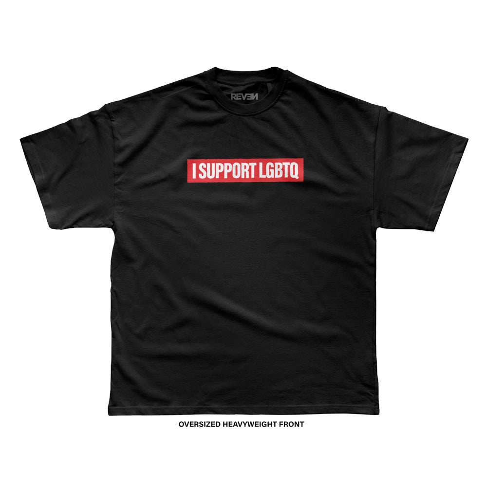 I Support LGBTQ Big Text T-Shirt (Black)