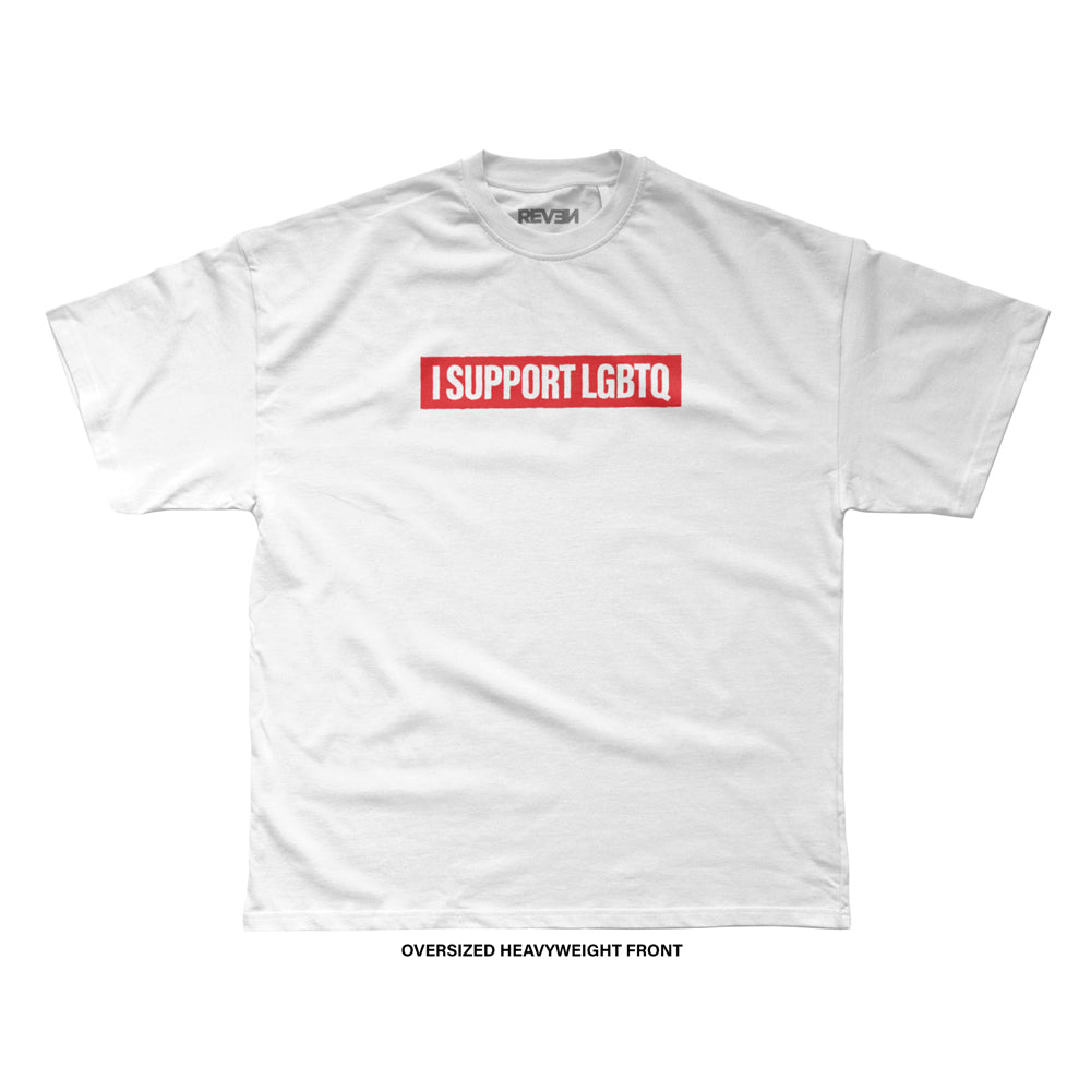 I Support LGBTQ Big Text T-Shirt (White)