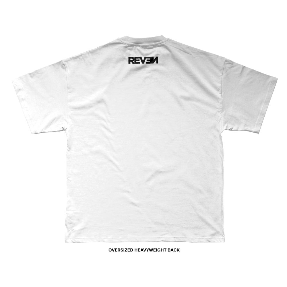 Reven Brand™ 'Run It Up Brush Script' BF T-Shirt (White)