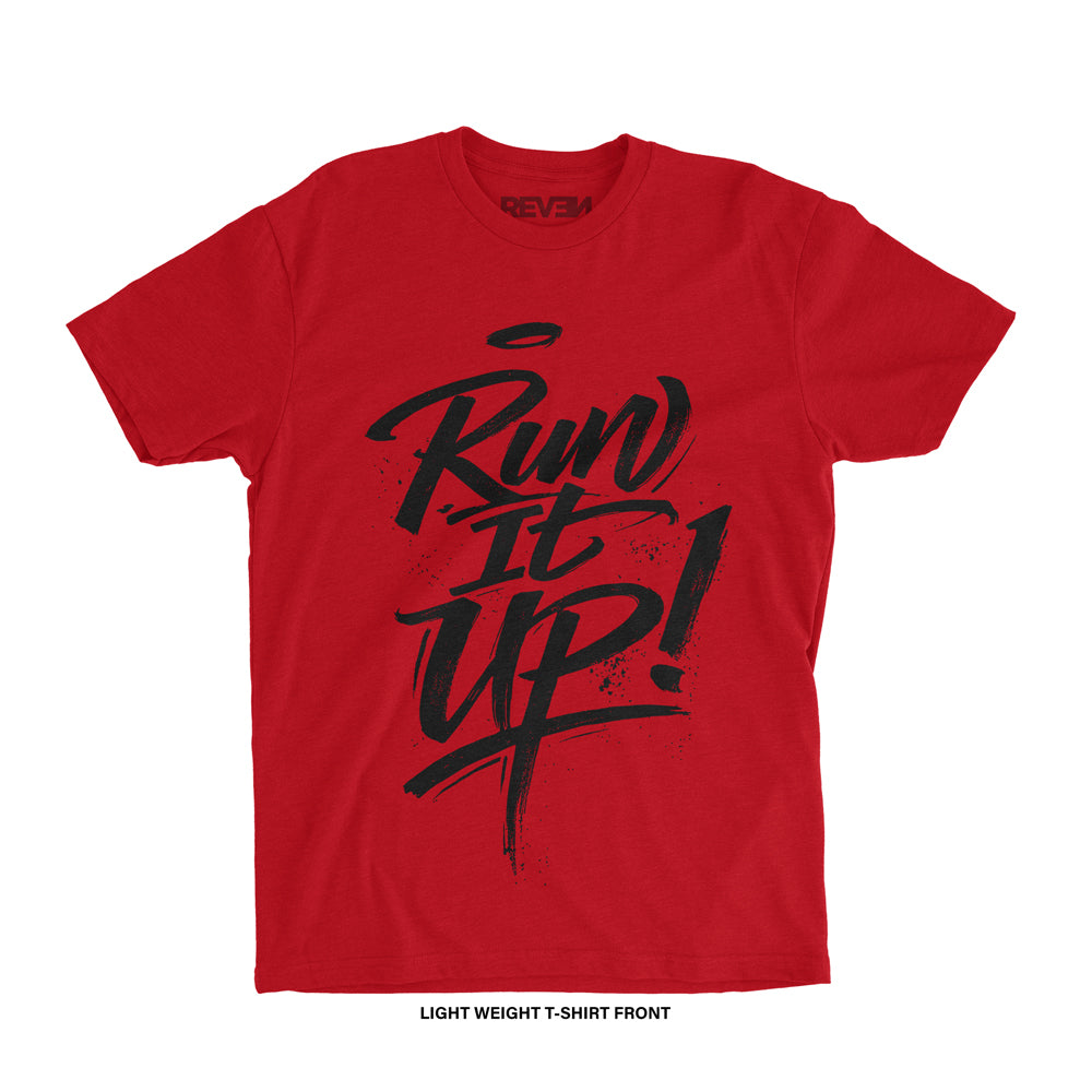 Reven Brand™ 'Run It Up Brush Script' BF T-Shirt (Red)
